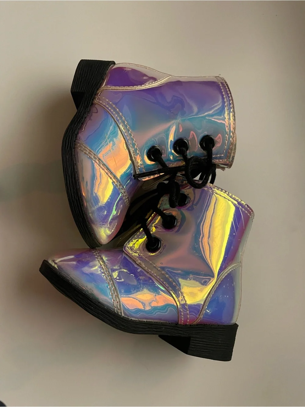 wonder nation Iridescent Holographic Boots with Black Laces